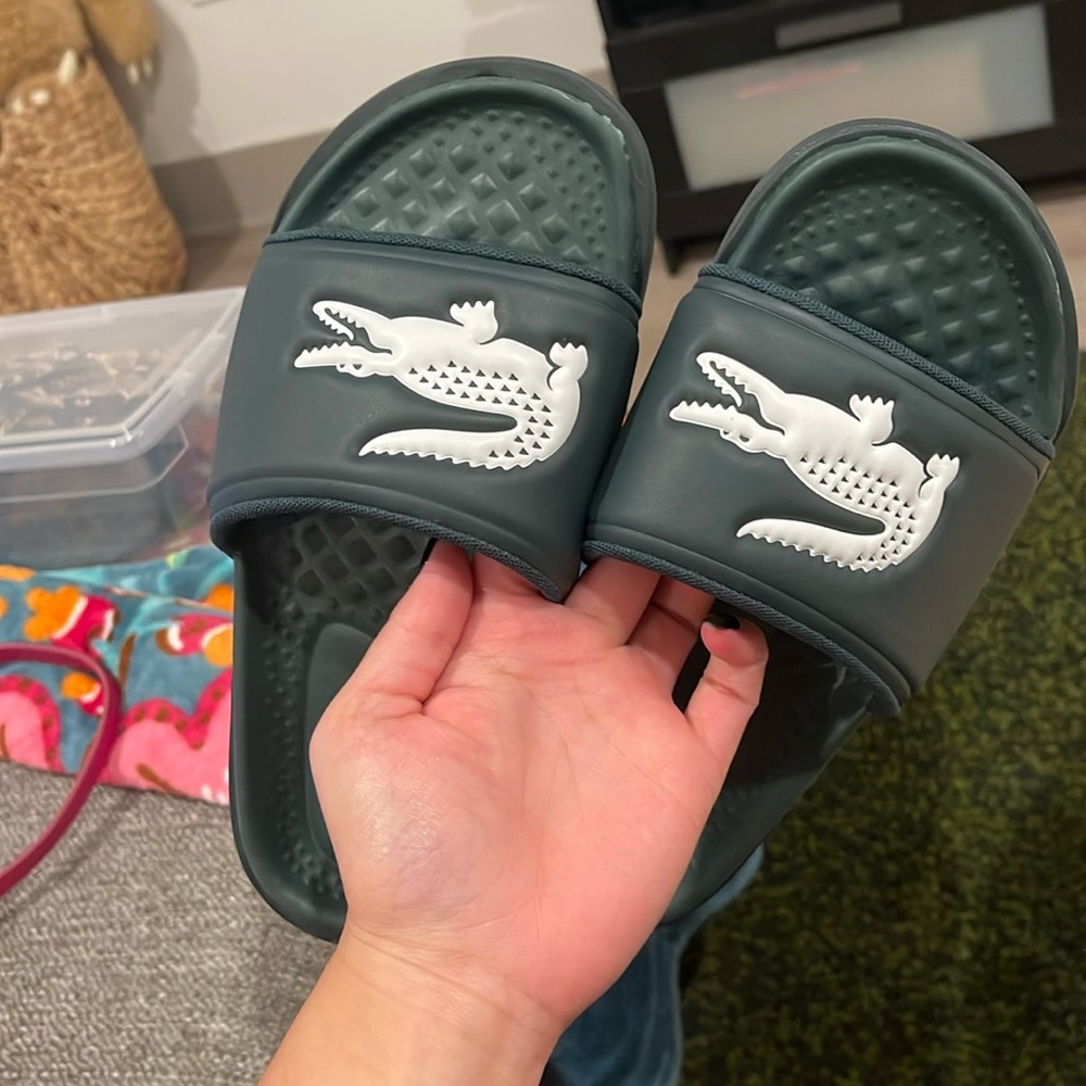 LACOSTE | Men's Croco Dualiste Logo Strap Slides